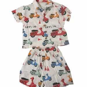 Miniolie Kids 2 Piece Cotton Set with multicolored scooters and traffic cones
